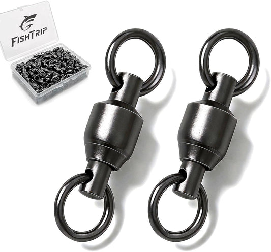 30/50 Pack Ball Bearing Fishing Swivels High Strength Fishing Tackle Solid Welded Rings Barrel Swivels Fishing Connectors Size 0#-10#