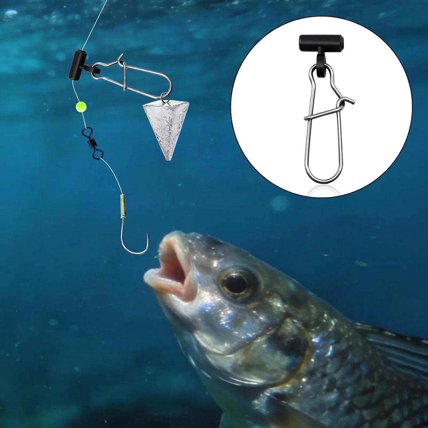 FishTrip 25/50/100pcs Sinker Slides for Fishing Rigs Duo Lock Snaps for Fishing Line Saltwater Connector Accessories