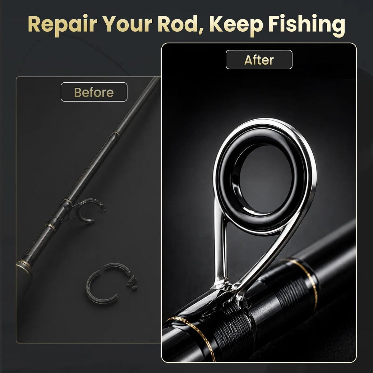 FishTrip Fishing Rod Repair Kit Ceramic Guide Rings for Rod Eyelets
