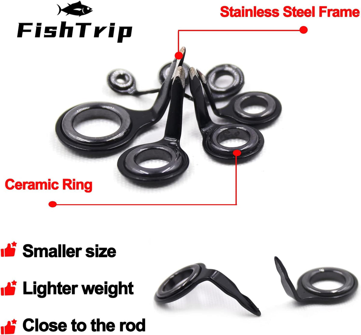 FishTrip Micro Fishing Rod Guides, Ceramic Ring Repair Kit for Rods