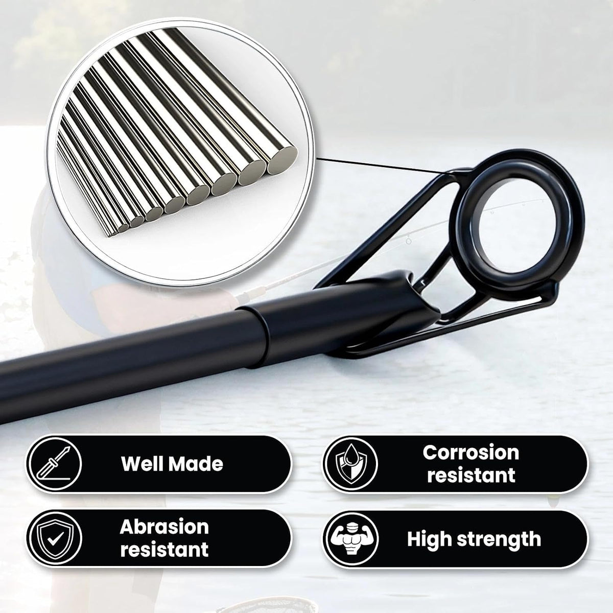 FishTrip Rod Tip Repair Kit Stainless Steel Ceramic Guides Replacement