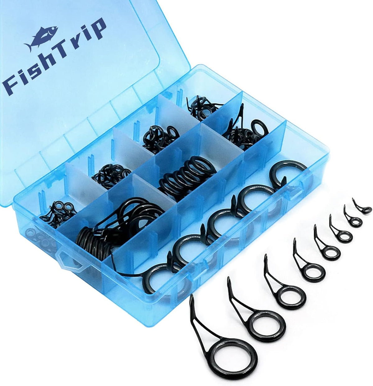 FishTrip Rod Tip Guide Repair Kit, Single Double Leg Ceramic Guides 40&85pcs Stainless Steel