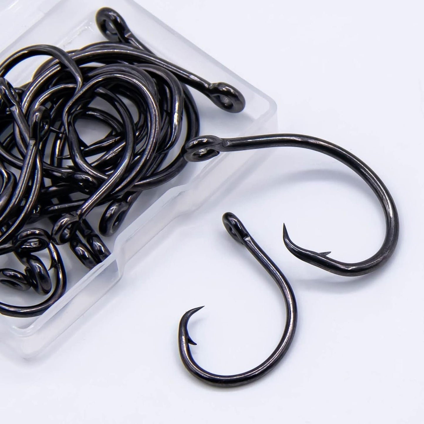 FishTrip 25pcs in-Line 5X Strong Fishing Hooks Circle Hooks Saltwater Freshwater Non-Offset Wide Gap Fish Hook for Catfish