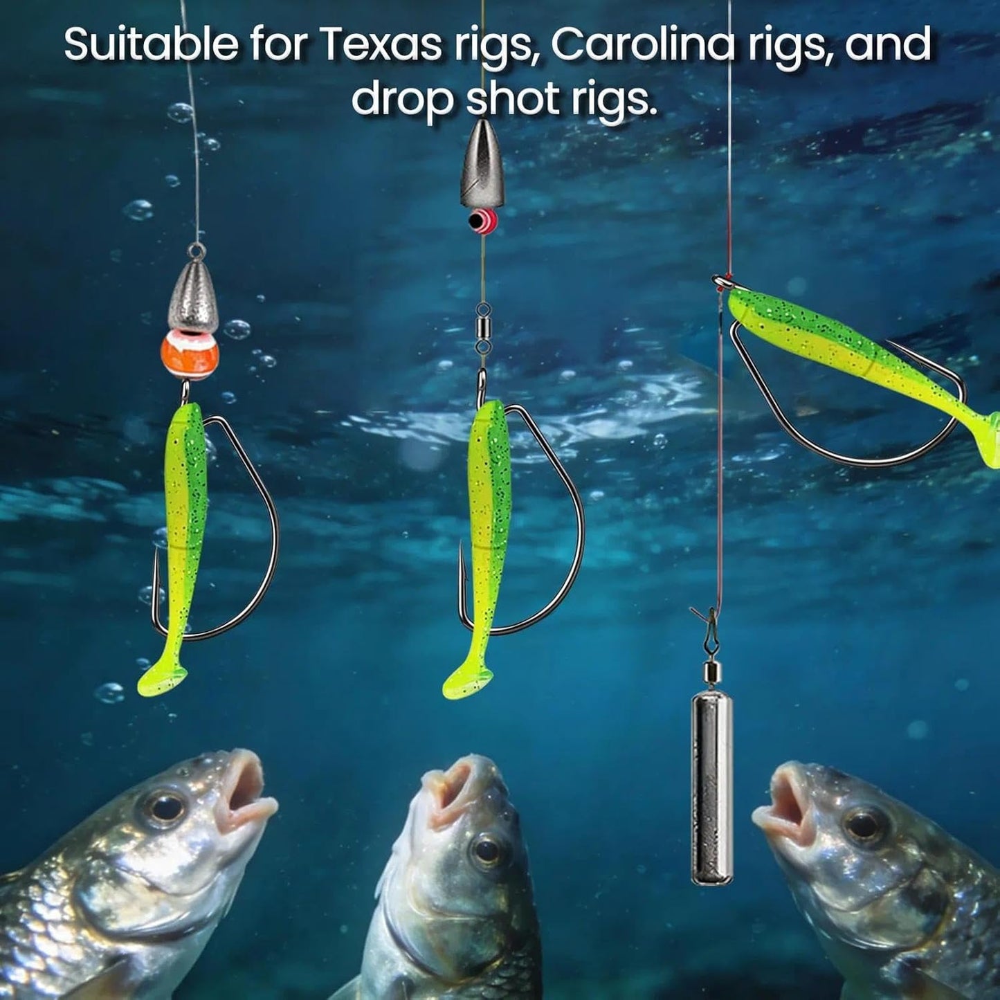 FishTrip 50/100/120pcs EWG Hooks for Bass Fishing Hooks Extra Wide Gap Offset Worm Hook Texas Rig Fish Hooks