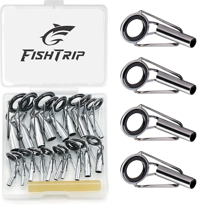 FishTrip Rod Tip Repair Kit Stainless Steel Ceramic Guides Replacement