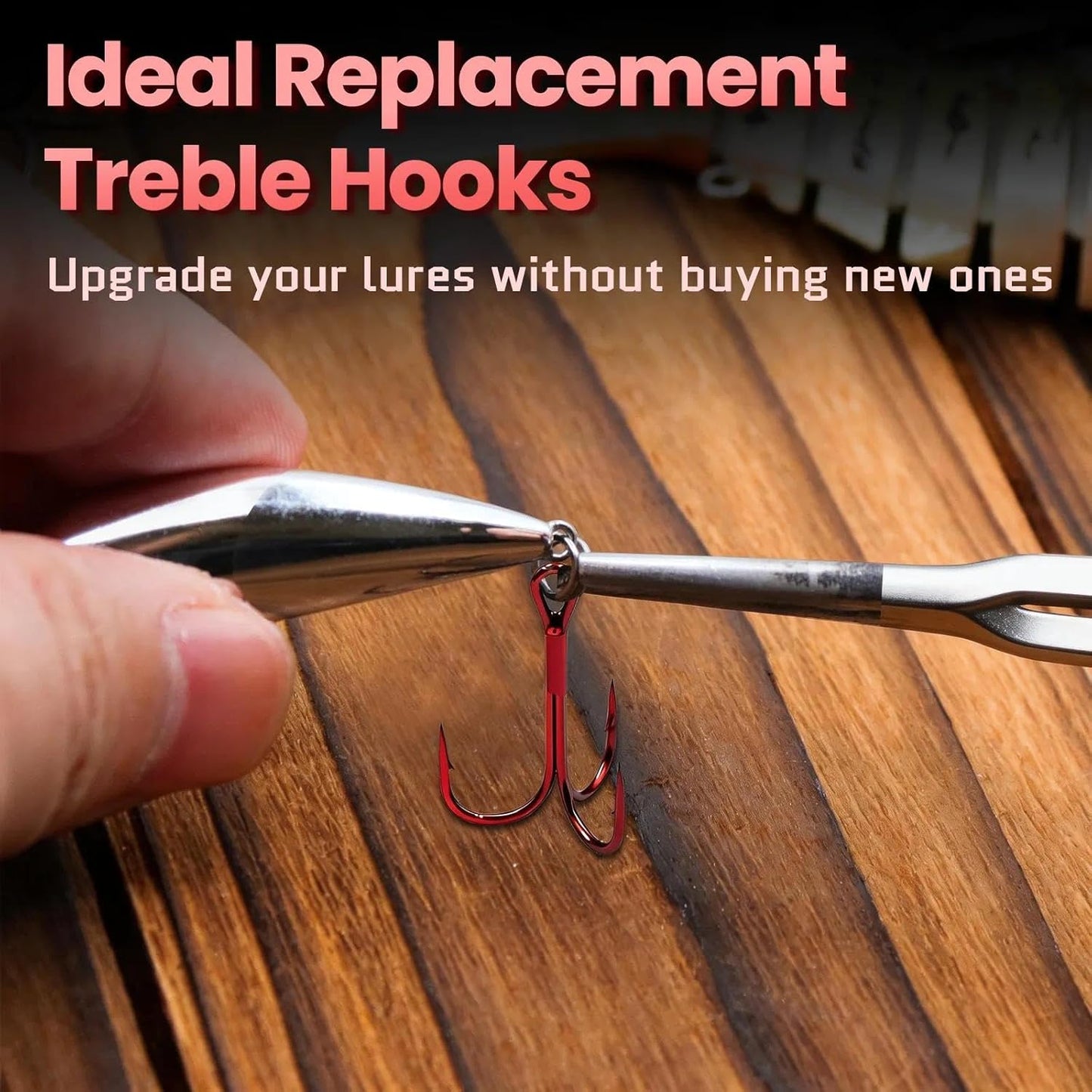 FishTrip 25/50/110pcs Fishing Treble Hooks Red Triple Hooks High Carbon Steel Brabed Sharp Replacement Fishing Hooks on Hard Lure