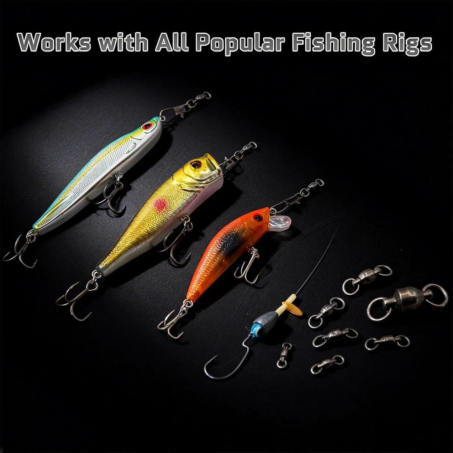 30/50 Pack Ball Bearing Fishing Swivels High Strength Fishing Tackle Solid Welded Rings Barrel Swivels Fishing Connectors Size 0#-10#