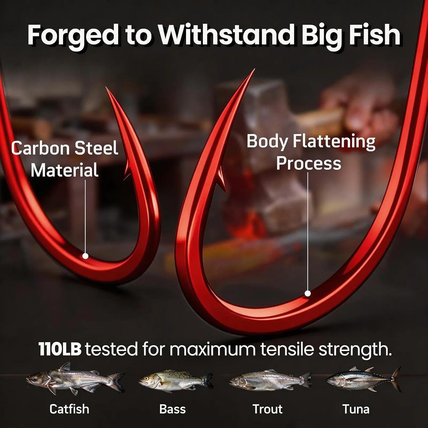 50/100 Pack Red Octopus Fishing HooksOffset Beak Circle Hooks for Fish Hooks Saltwater