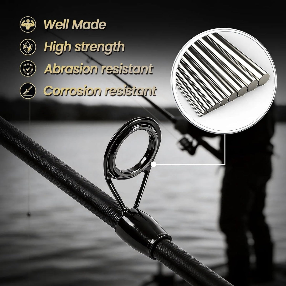 FishTrip 25Pcs Fishing Rod Guides Tips Repair Kit for DIY Rod Repair