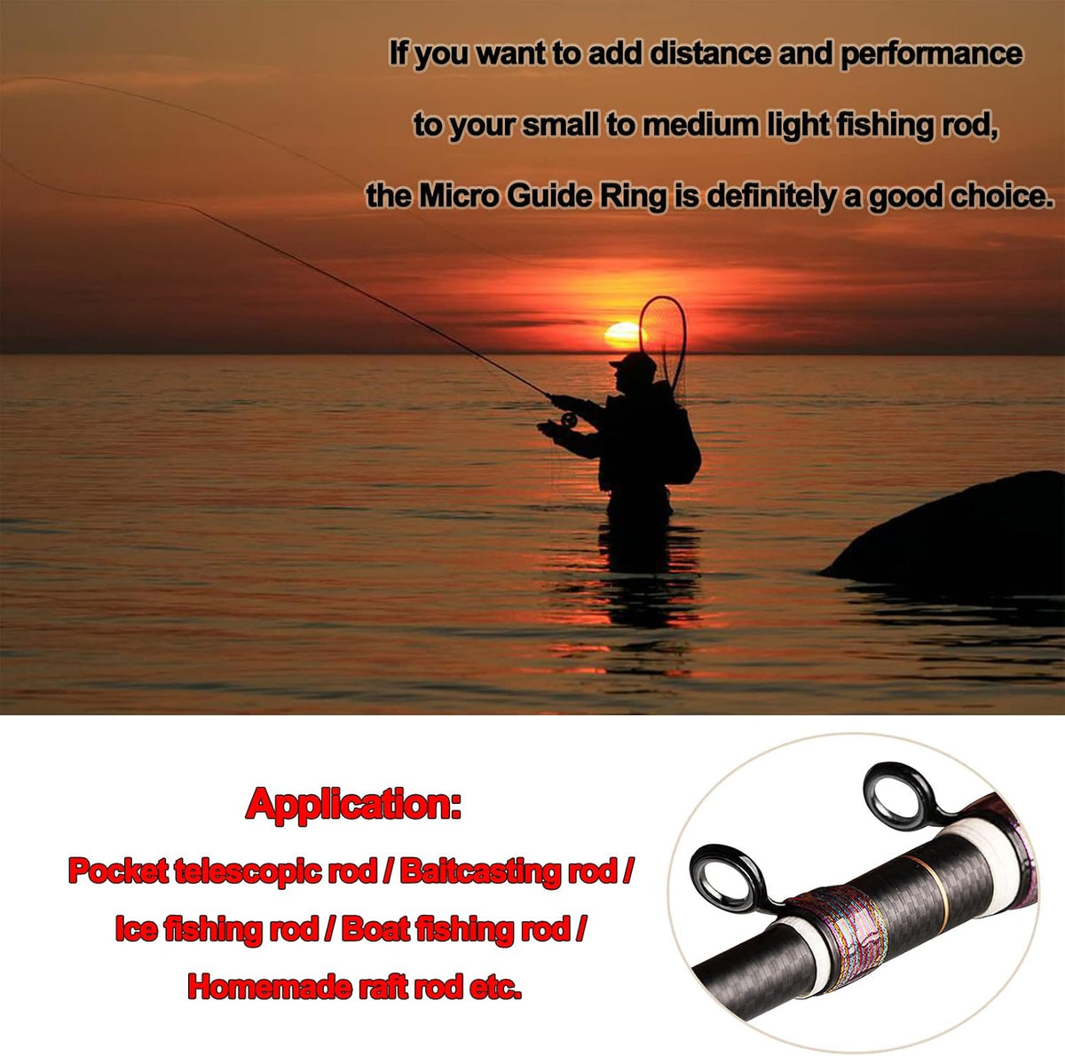 FishTrip Micro Fishing Rod Guides, Ceramic Ring Repair Kit for Rods