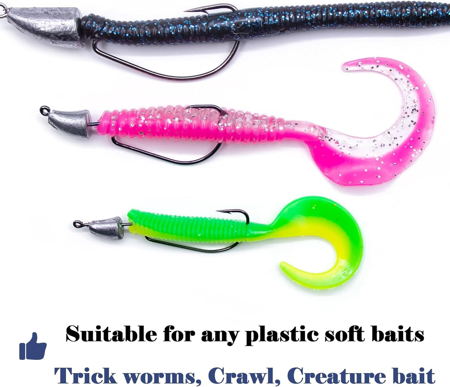 FishTrip 10Pcs Bullet Jig Heads, Weighted EWG Hooks for Texas Rig Bass Offset Wide Gap Hooks for Soft Plastics Worms Craws