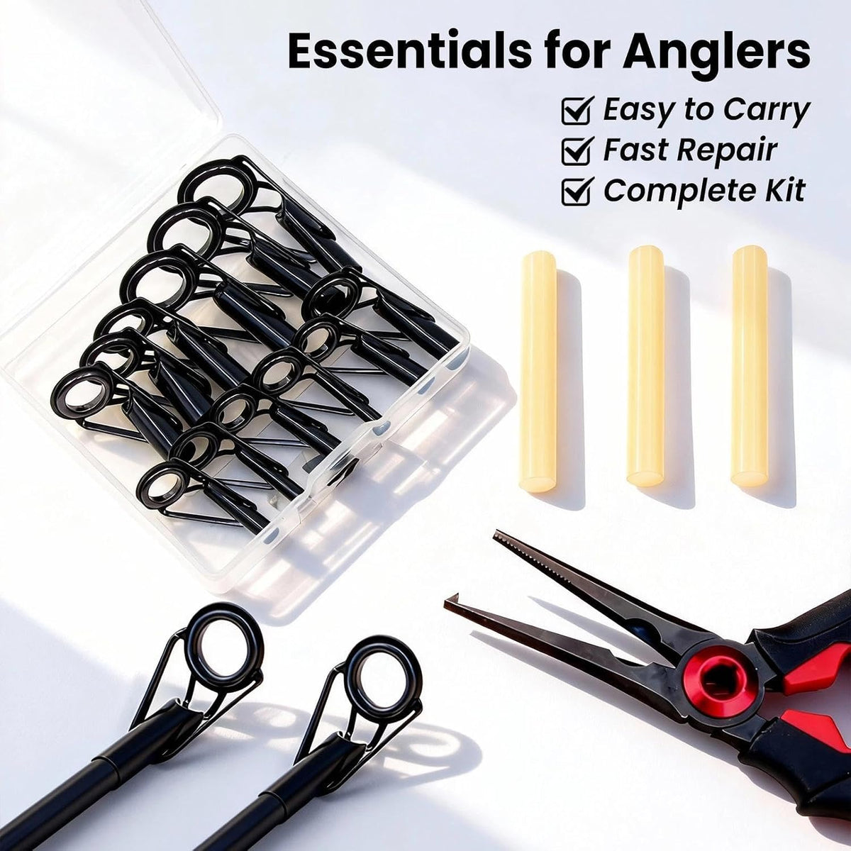 FishTrip Rod Tip Repair Kit Stainless Steel Ceramic Guides Replacement