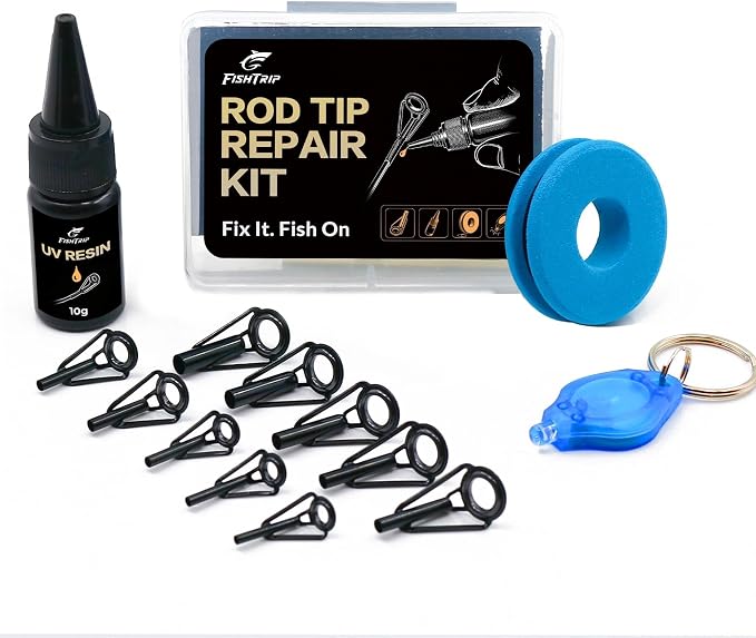 FishTrip Rod Tip Repair Kit Stainless Steel Ceramic Guides Replacement