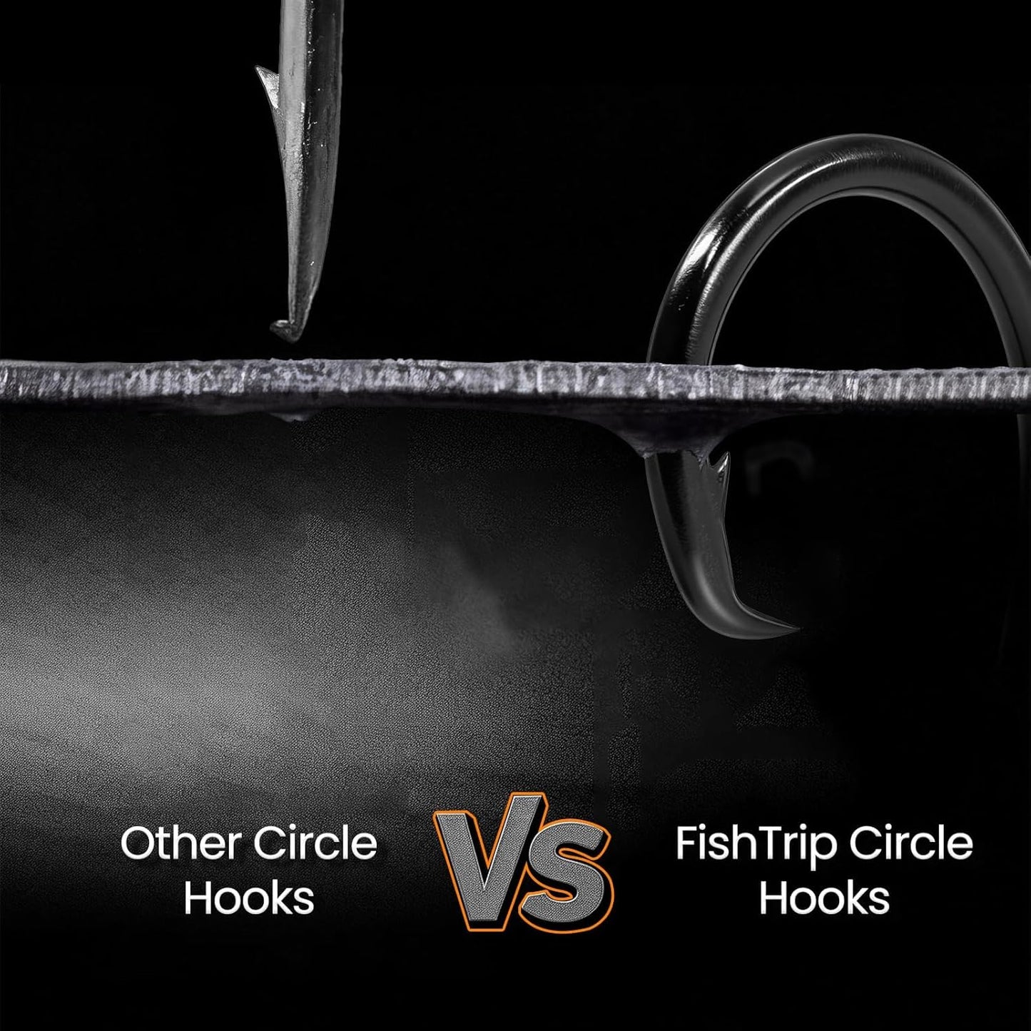 FishTrip 25pcs in-Line 5X Strong Fishing Hooks Circle Hooks Saltwater Freshwater Non-Offset Wide Gap Fish Hook for Catfish