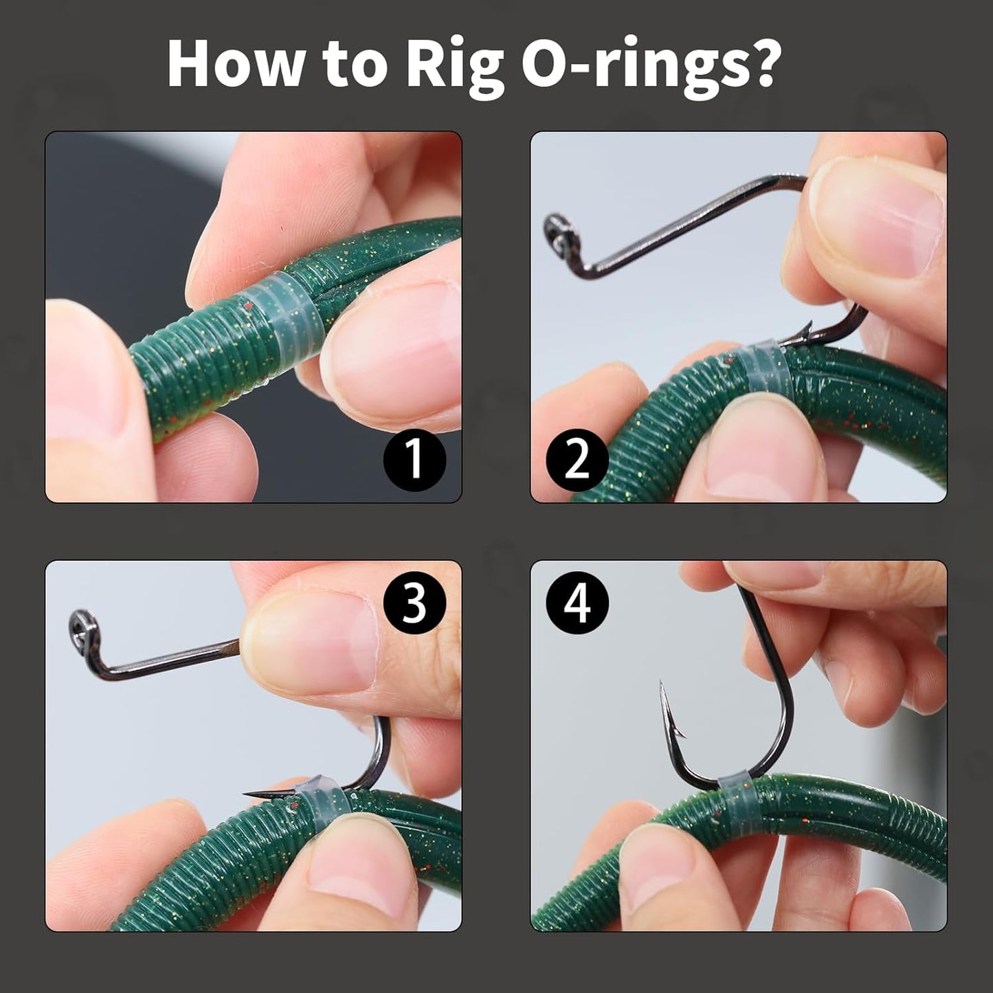FishTrip 200/210pcs Wacky Worm O-Rings for Wacky Rigging Senkos Soft Plastic Worms Stickbaits for Bass Fishing Wacky Rig