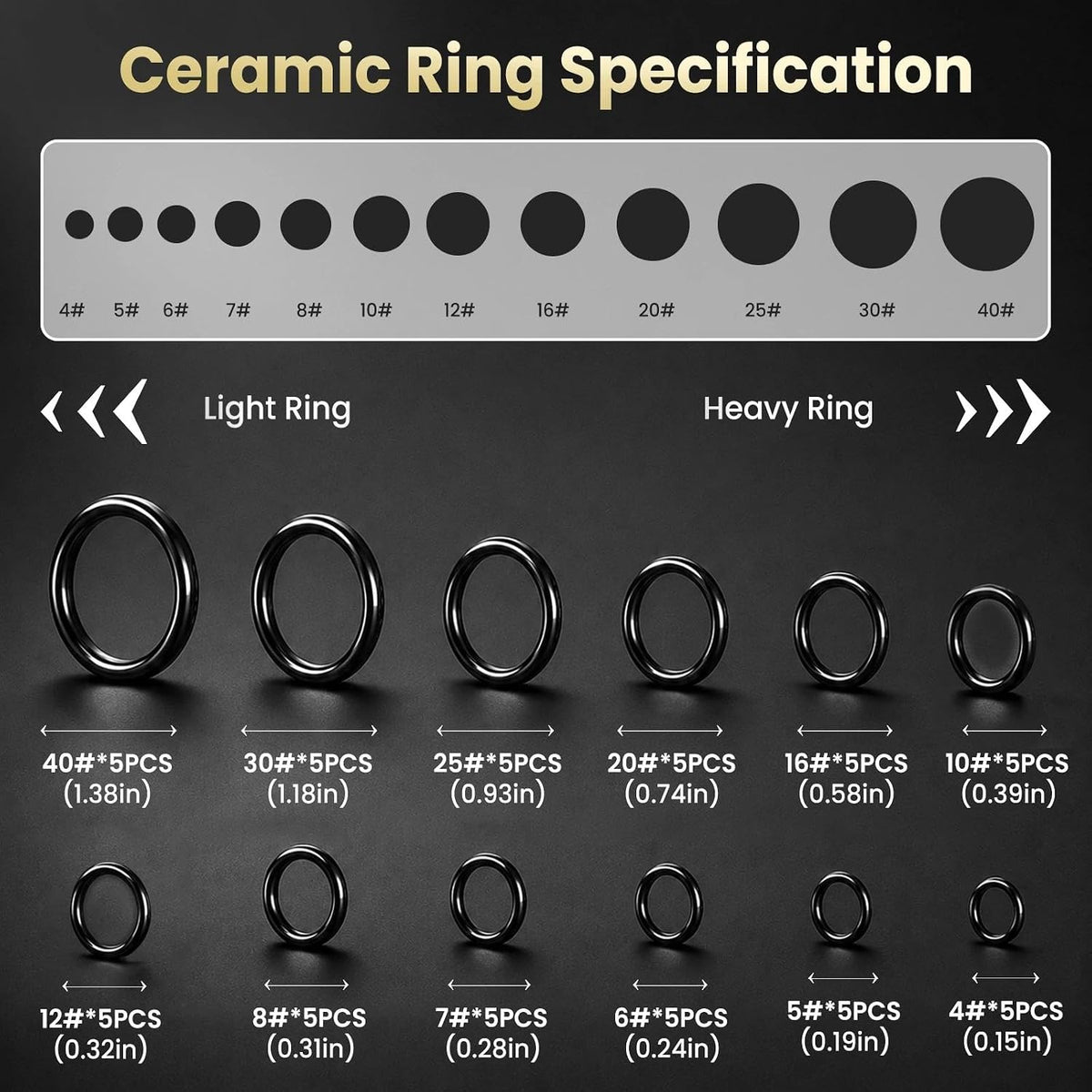FishTrip Fishing Rod Repair Kit Ceramic Guide Rings for Rod Eyelets