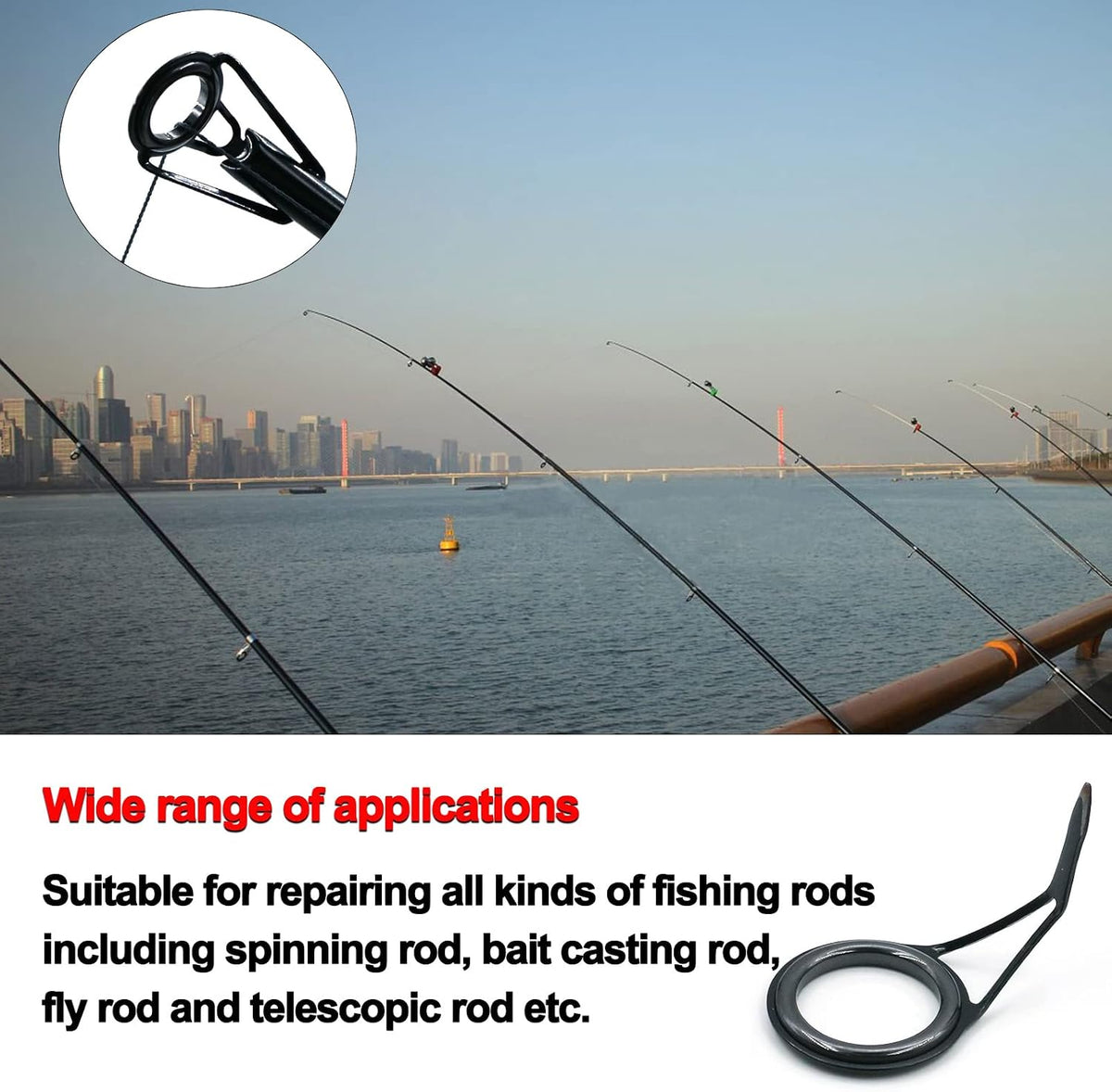 FishTrip Rod Tip Guide Repair Kit, Single Double Leg Ceramic Guides 40&85pcs Stainless Steel