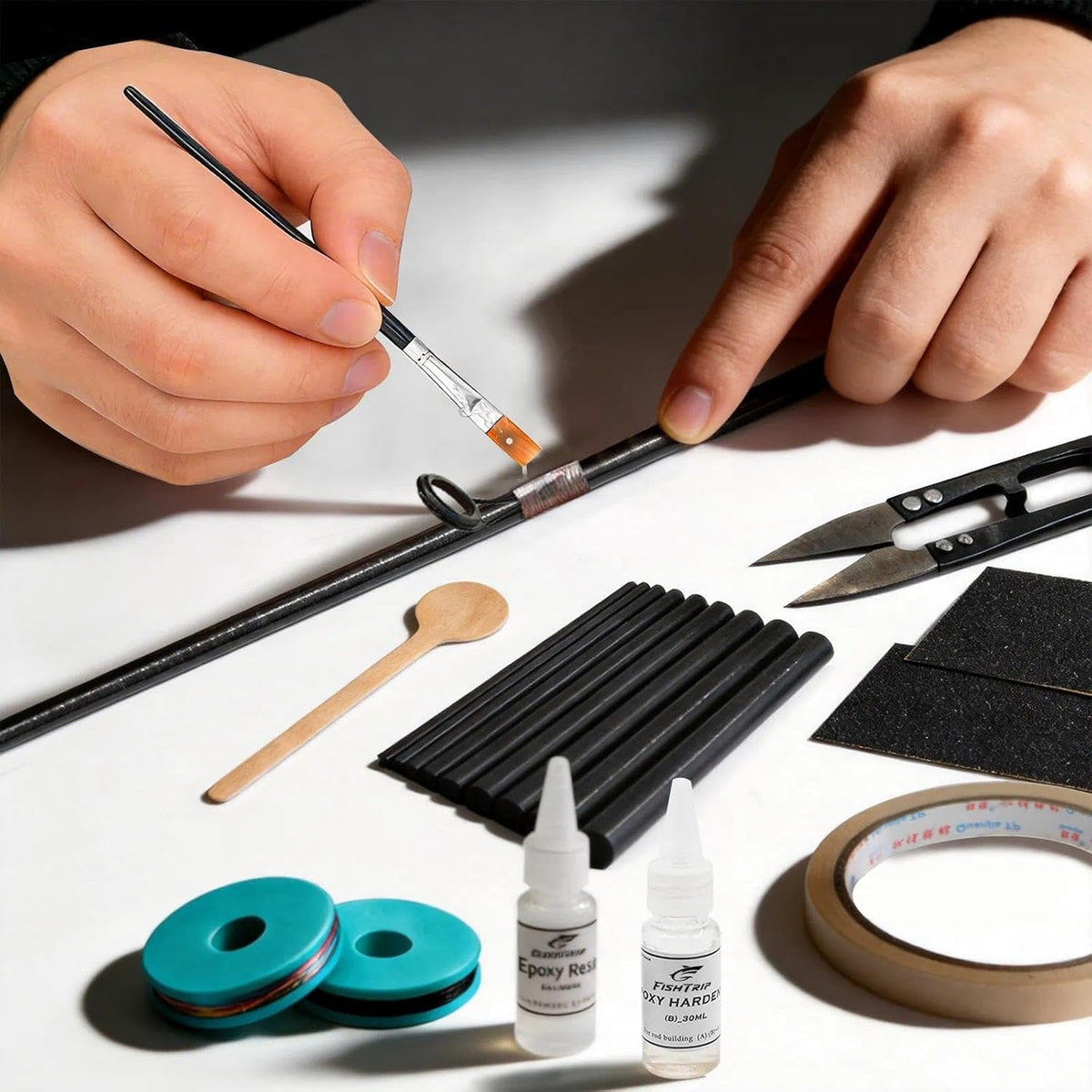 FishTrip 25Pcs Fishing Rod Guides Tips Repair Kit for DIY Rod Repair