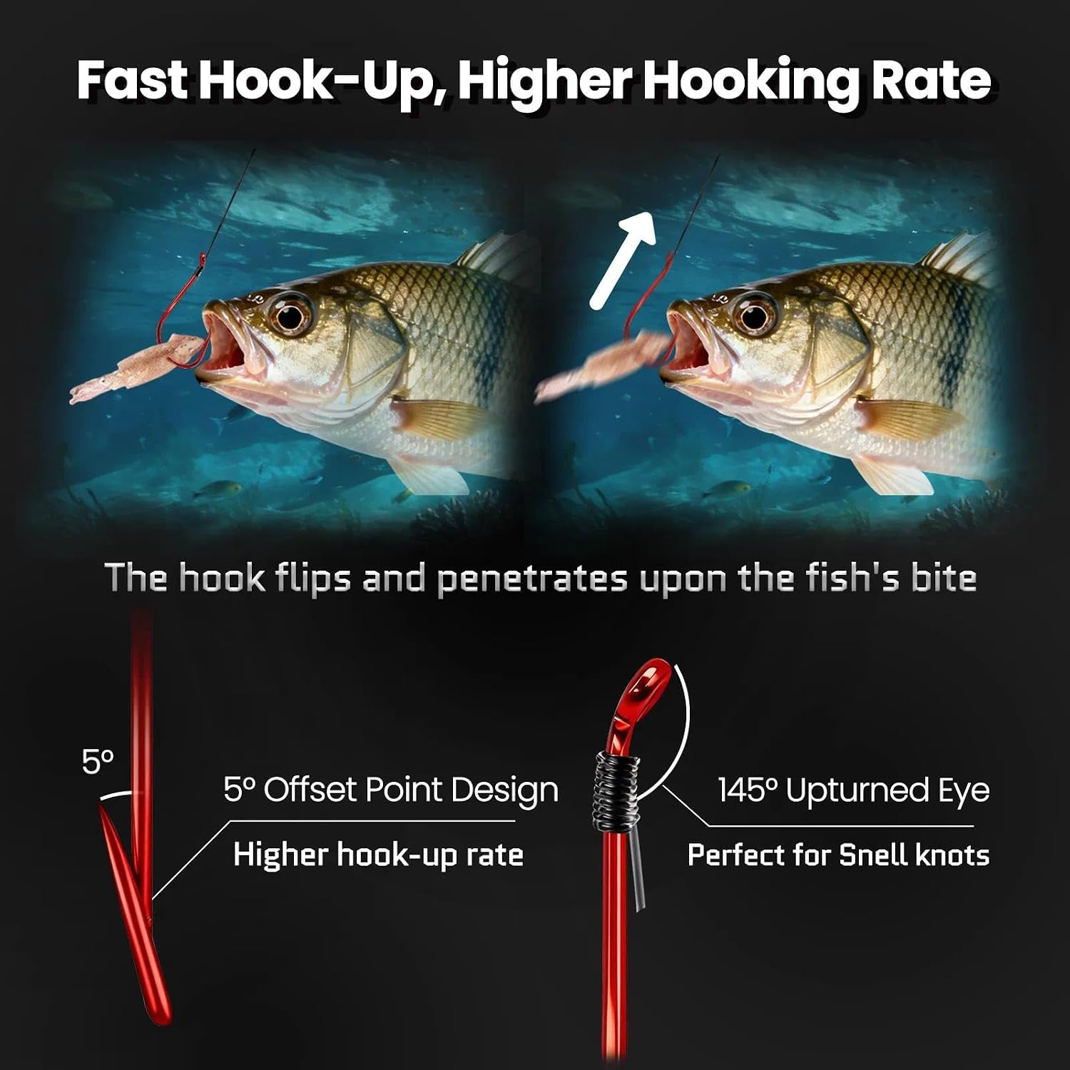 50/100 Pack Red Octopus Fishing HooksOffset Beak Circle Hooks for Fish Hooks Saltwater
