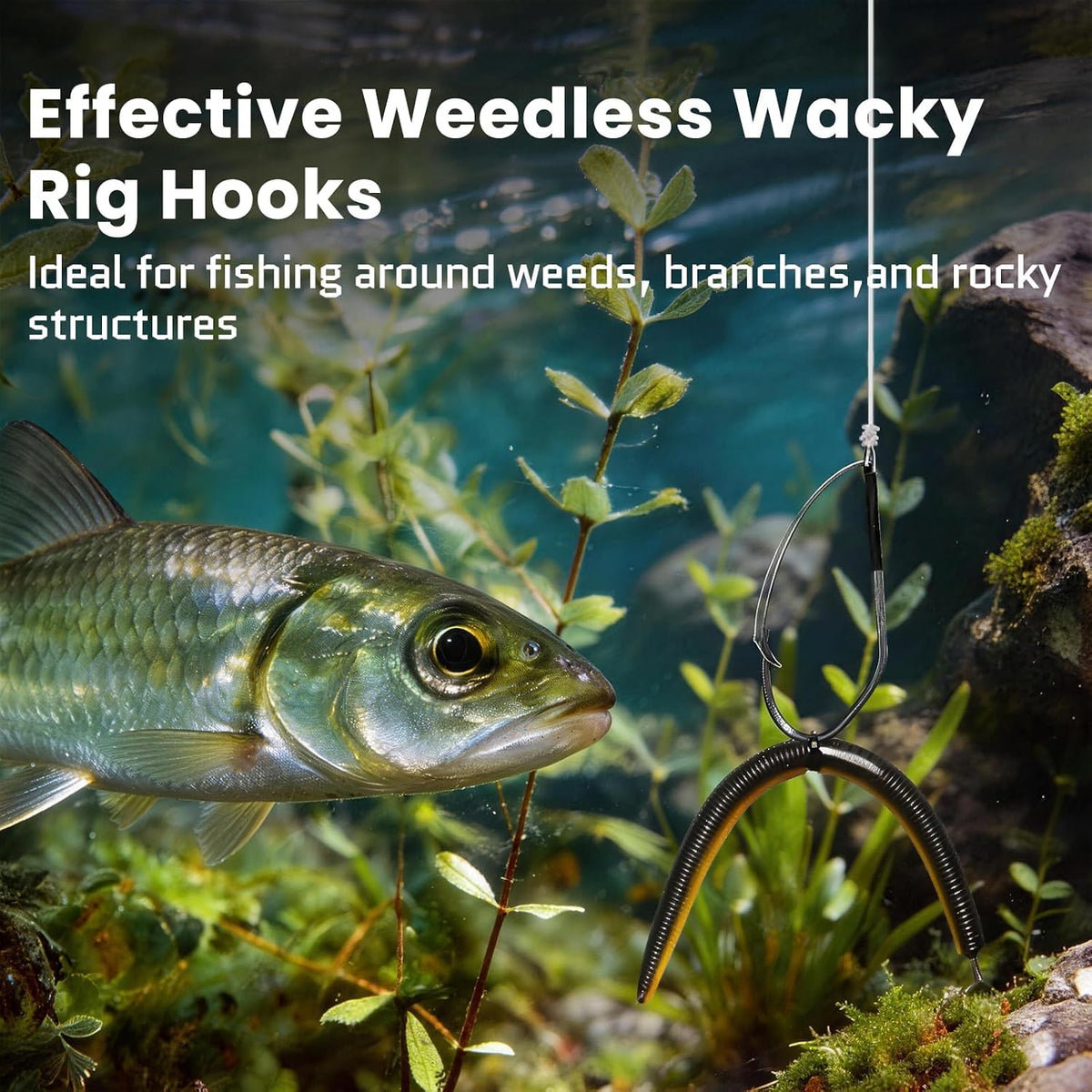 FishTrip 30Pcs Weedless Wacky Rig Hooks for Neko Wacky Rig Worm Lure