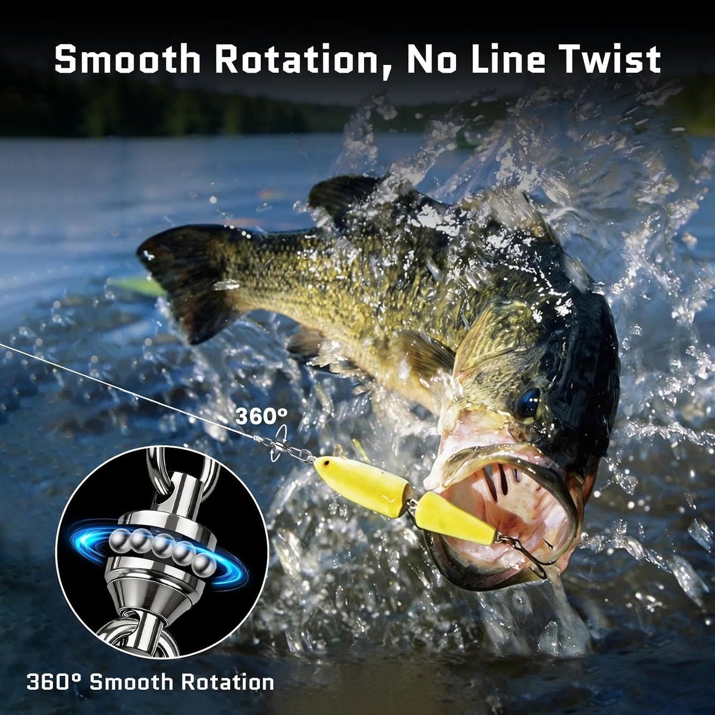 FishTrip 25/50Pcs Fishing Ball Bearing Swivel with Quick Oval Split Rings High Strength Stainless Steel Smooth Fishing Swivels & Snaps