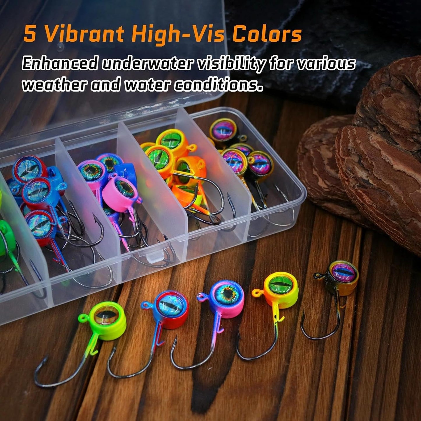 FishTrip 25/40packs Crappie Jig Heads Fishing Jig Heads Hooks with 3D Eyes Swimbait Jig Head for Crappie Bass
