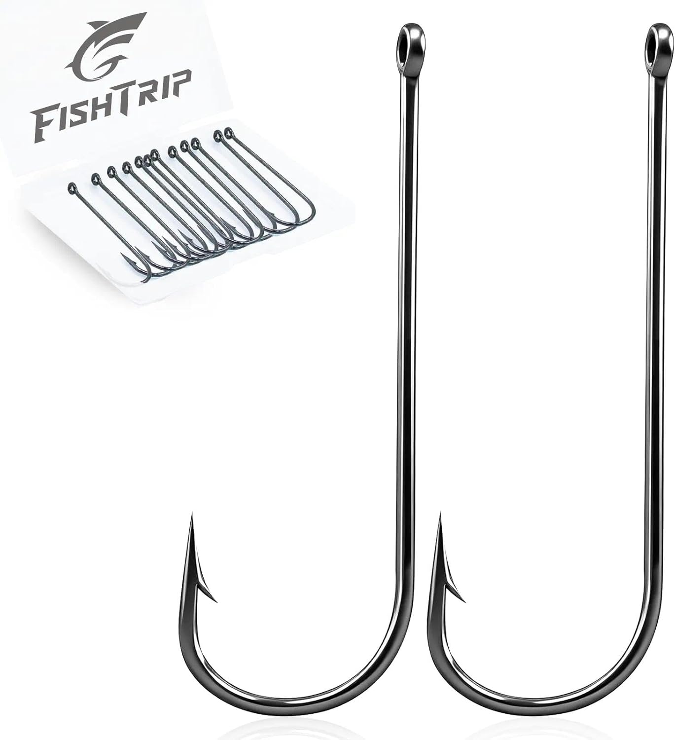 FishTrip 100 Pack Aberdeen Fishing Hooks Long Shank Light Wire Worm Hooks Freshwater Live Bait Hooks for Sunfish Bass