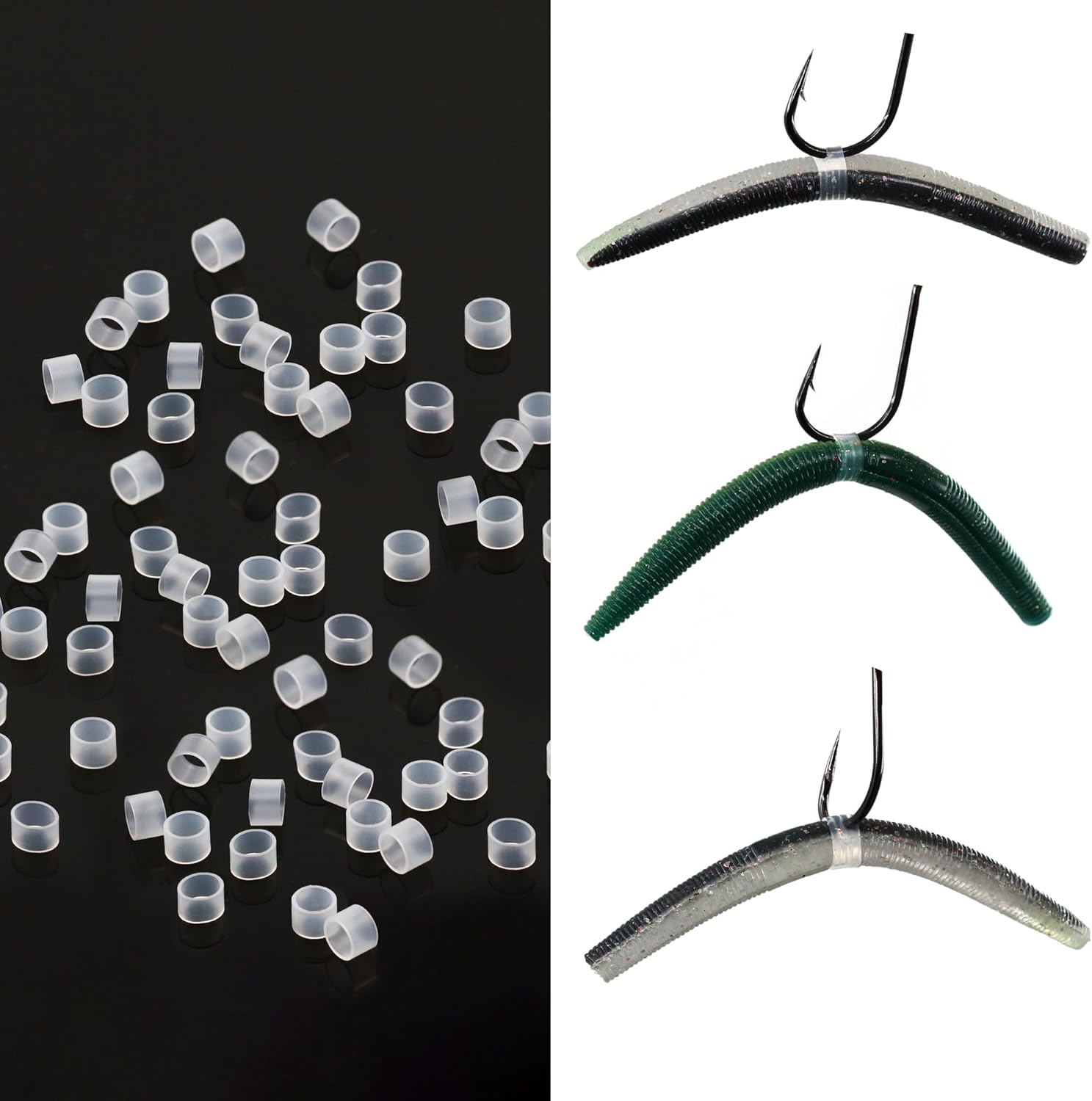 FishTrip 200/210pcs Wacky Worm O-Rings for Wacky Rigging Senkos Soft Plastic Worms Stickbaits for Bass Fishing Wacky Rig
