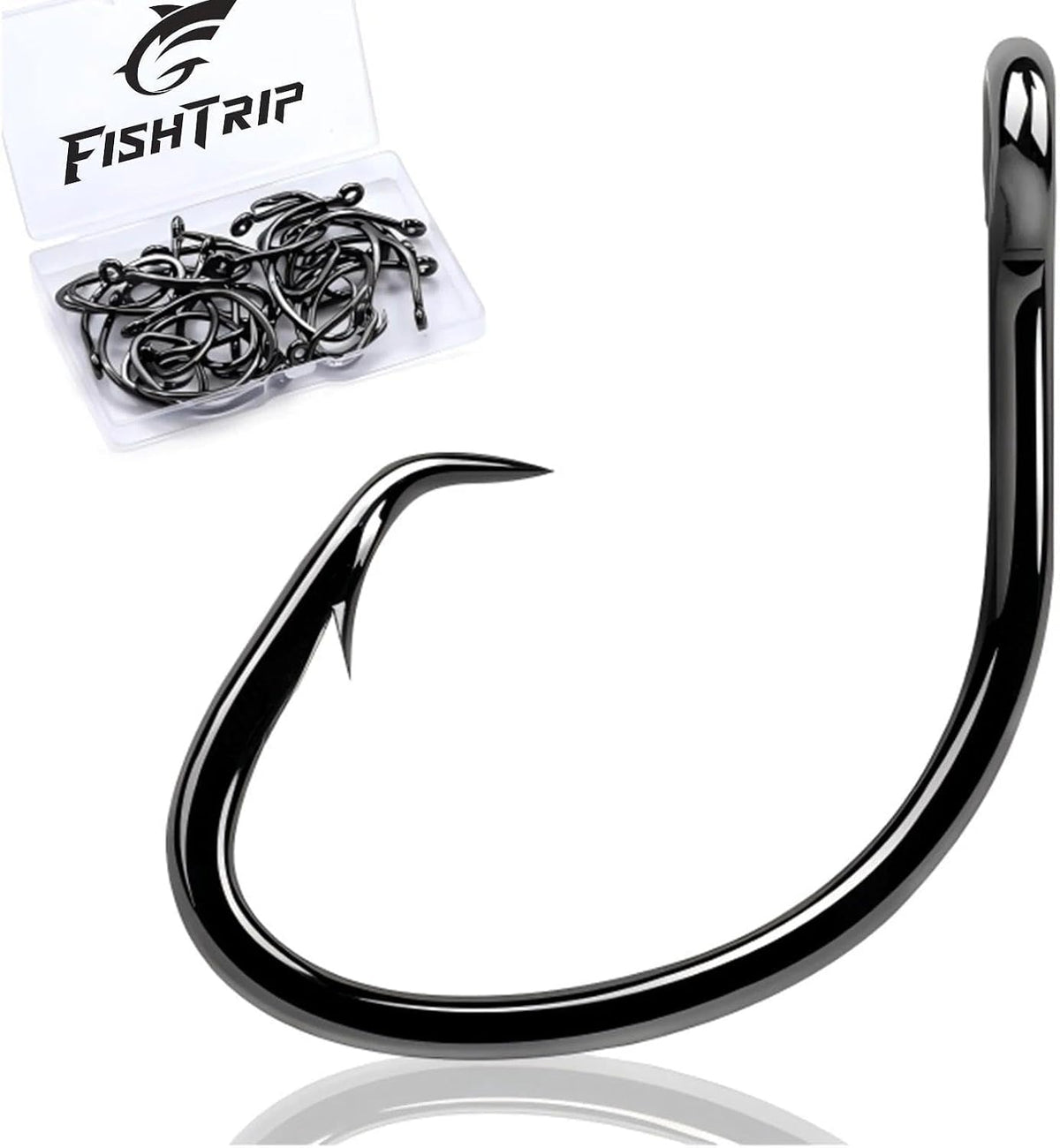 FishTrip 25Pcs Offset 3X Strong Circle Hooks Saltwater for Catfish