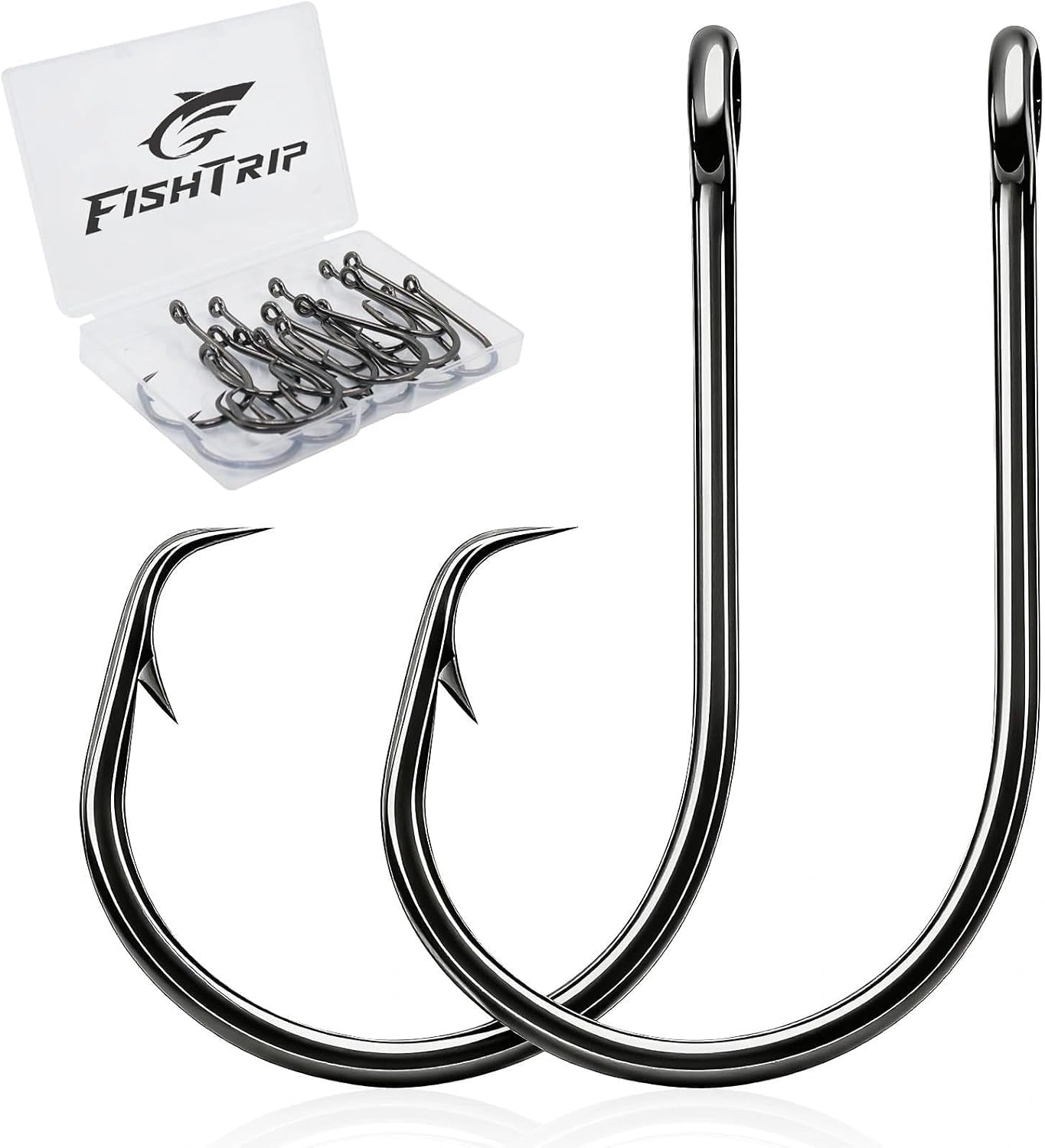 FishTrip 50/100Pcs Inline Circle Hooks 3X Strong High Carbon Steel Rust-Proof Ultra Sharp Barbed Fishing Octopus Hooks for Bass