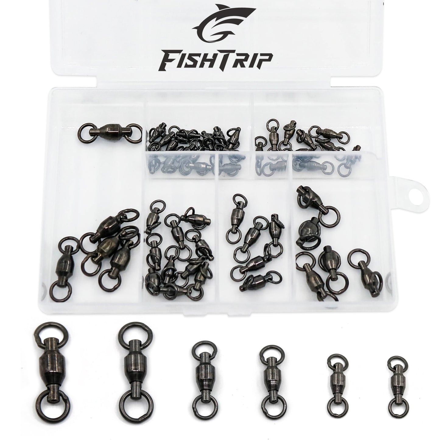 30/50 Pack Ball Bearing Fishing Swivels High Strength Fishing Tackle Solid Welded Rings Barrel Swivels Fishing Connectors Size 0#-10#